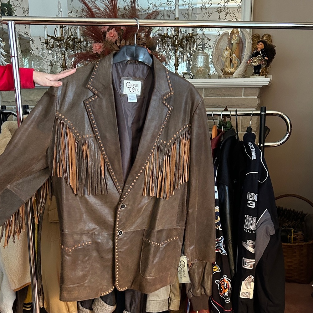 Carl Otto Brown Leather Fringe Jacket